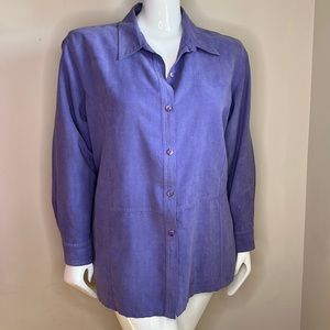 90s Vintage Faux Suede Lavender Button down, size 1x